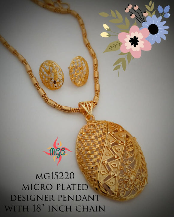 MICRO GOLD PLATED DESIGNER PENDANT & 18 INCH CHAIN FOR WOMEN-LGC001A
