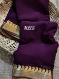 Grape wine ﻿Awesome kanji mango design Chiffon Saree  with Grand Pallu and Designer Brocade Blouse -21ETCS001
