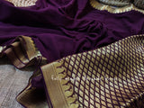 Grape wine ﻿Awesome kanji mango design Chiffon Saree  with Grand Pallu and Designer Brocade Blouse -21ETCS001