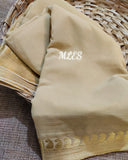 Golden Cream color  ﻿Awesome kanji mango design Chiffon Saree  with Grand Pallu and Designer Brocade Blouse -21ETCS003