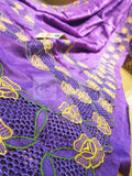 Violet Pure Bengal Tussar Cutwork Saree with Running Blouse piece-SARAS004V