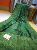 Moss Green Pure Bengal Tussar Cutwork Sarees with Running Blouse piece-SARAS001GR