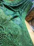Moss Green Pure Bengal Tussar Cutwork Sarees with Running Blouse piece-SARAS001GR