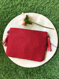 RED  BEAD BOHO STYLE CLUTCH BAG FOR WOMEN-JCBCB002