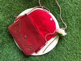 RED  BEAD BOHO STYLE CLUTCH BAG FOR WOMEN-JCBCB002