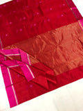 RED AND PINK COMBINATION CHANDERI SILK SAREE FOR WOMEN -SACS00RP