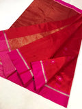 RED AND PINK COMBINATION CHANDERI SILK SAREE FOR WOMEN -SACS00RP