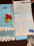 SUD present Aishwarya Rai Bachan Inspired Beautiful Chikankary embroidery on net in Pastel Shade-OFZSSM001