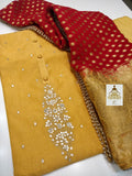 Full Embroidered Chanderi Salwar Suit Material with Gota Patti Work-FWSSM001