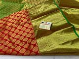 Meroon Silk Saree with Green Borders  Pure Handloom Kanchipuram silk saree  for Women -SADP002SS