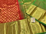 Meroon Silk Saree with Green Borders  Pure Handloom Kanchipuram silk saree  for Women -SADP002SS