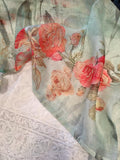 PURE COTTON NET APPLIQUE WORK CHIKAN KURTA WITH LINEN SILK DUPATTA-SSM004