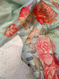 PURE COTTON NET APPLIQUE WORK CHIKAN KURTA WITH LINEN SILK DUPATTA-SSM004