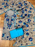 Beautiful Handwork Salwar Suit Material with Chanderi stole dupatta-CSSCS001