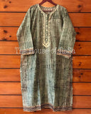 Chanderi semi stitched kurta with embroidered neckline, cotton lower & Chanderi Dupatta-CSS001