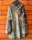 Chanderi semi stitched kurta with embroidered neckline, cotton lower & Chanderi Dupatta-CSS001