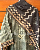 Chanderi semi stitched kurta with embroidered neckline, cotton lower & Chanderi Dupatta-CSS001