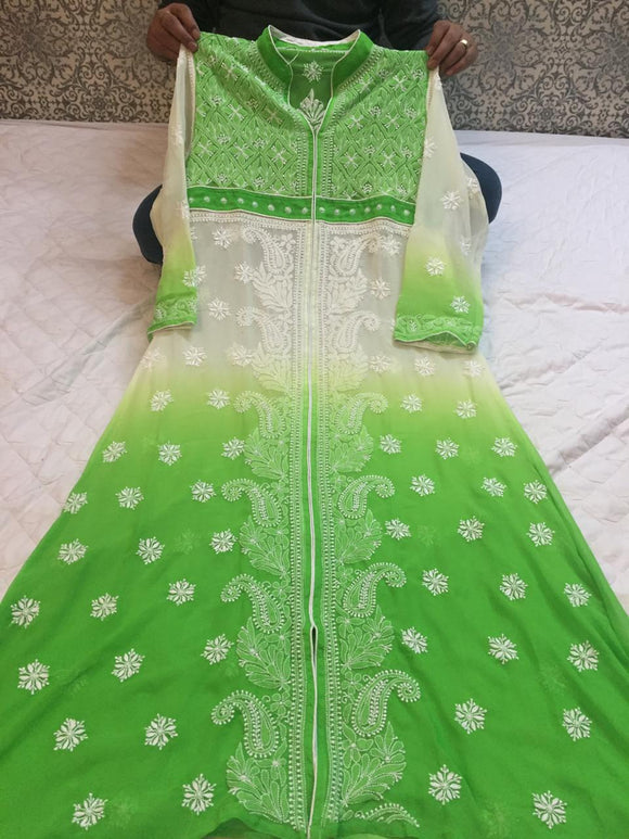 Ombra shaded A line kurti with fine embroidery-KR-SSW001