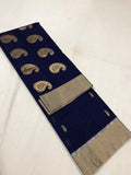 DEEP BLUE PAISLEY DESIGNER CHANDERI SILK COTTON SAREE FOR WOMEN-SADBCS001