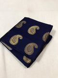 DEEP BLUE PAISLEY DESIGNER CHANDERI SILK COTTON SAREE FOR WOMEN-SADBCS001
