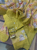 OM MUSLIN TOP AND DUPATTA WITH COTTON BOTTOM FOR WOMEN -OMMHEC001