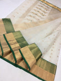 PURE ORIGINAL AUTHENTIC WHITE KATAN SILK SAREE FOR WOMEN-SAPW001