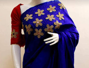 Semi silk saree With Bead work on Chest and Both Sleeves -CFSSSS001