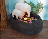 WHITE ELEPHANTS  IN POND WATER POOL WITH TEA LIGHT HOLDER-HDEP001