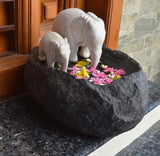 WHITE ELEPHANTS  IN POND WATER POOL WITH TEA LIGHT HOLDER-HDEP001