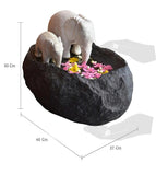 WHITE ELEPHANTS  IN POND WATER POOL WITH TEA LIGHT HOLDER-HDEP001
