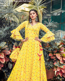 PLEASANT YELLOW MAXI KURTI FOR WOMEN -FFI-103Y