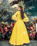 PLEASANT YELLOW MAXI KURTI FOR WOMEN -FFI-103Y