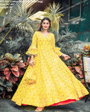 PLEASANT YELLOW MAXI KURTI FOR WOMEN -FFI-103Y
