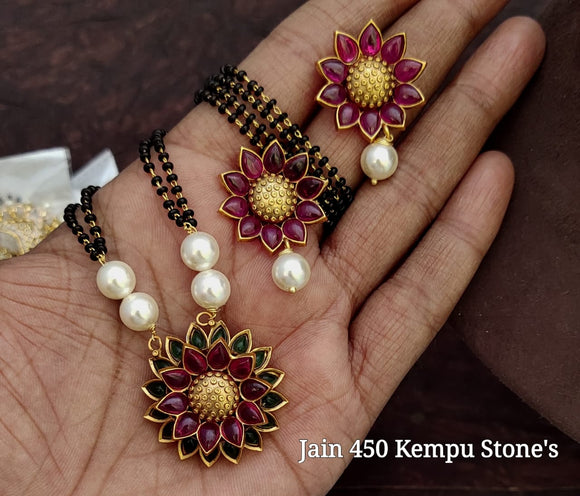 FLOWER  REAL KEMP STONE MANGAL SUTRA FOR WOMEN-CZYWS002
