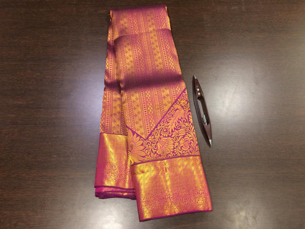 Magenta Woven Design Brocade Saree