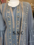 Goergette  Semi Stitched Suit with Luckhnavi style thread and Gota work-SSM001G