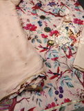 Florenza Printed Cotton Suit with Embroidered Neck-SSM0012