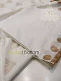 White Cotton Printed Suit with Golden Designs -SSM014