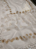 White Cotton Printed Suit with Golden Designs -SSM014