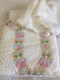 PURE SOFT VOIL COTTON KURTA MATERIAL WITH PINK  PARSI WORK -SSMSSW0012P