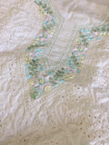 PURE SOFT VOIL COTTON KURTA MATERIAL WITH BLUE PARSI WORK -SSMSSW0012B