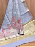 Exclusive Jute Tissue Saree  with intricate embroidery work allover-FDS-JT24
