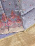 Exclusive Jute Tissue Saree  with intricate embroidery work allover-FDS-JT24