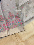 Exclusive Jute Tissue Saree  with intricate embroidery work allover-FDS-JT24