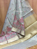 Exclusive Jute Tissue Saree  with intricate embroidery work allover-FDS-JT24