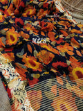 Chiffon blend Georgette Saree  with Resham weaving border and striped Pallu-MLES001