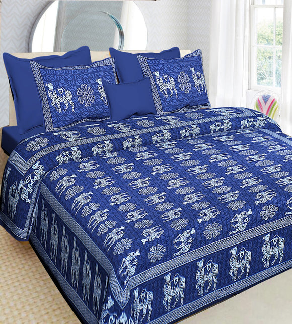 CAMEL Dabu Collection King size Bedsheet with 2 Pillow Covers-SKDBS002