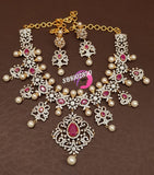 ELEGANT GOLD PLATED BRIDAL NECKLACE SET FOR WOMEN -SARANSW001