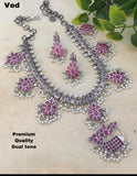 SAMYUKTA GUTTAPUSALU OXIDISED SILVER NECKLACE SET FOR  WOMEN-SKDJ3NSOS001