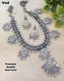 SAMYUKTA GUTTAPUSALU OXIDISED SILVER NECKLACE SET FOR  WOMEN-SKDJ3NSOS001